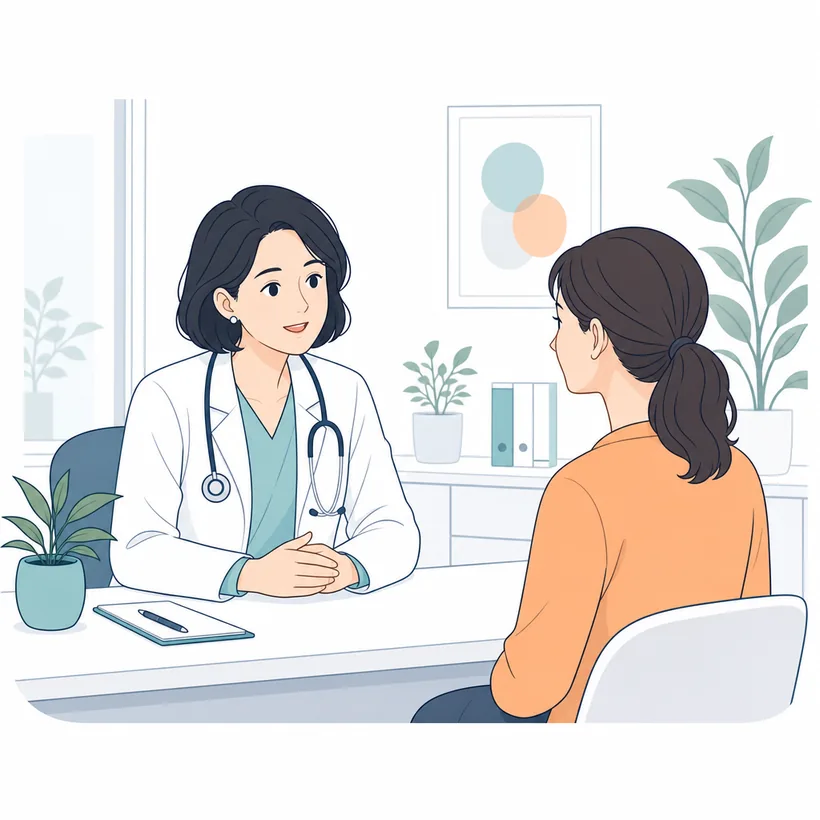 患者との会話に集中する医師